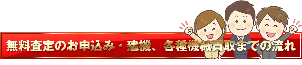 無料査定のお申込み・建機、各種機械の買取までの流れ